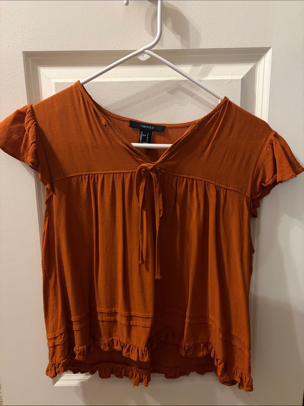 Forever 21 burnt orange blouse top with tie